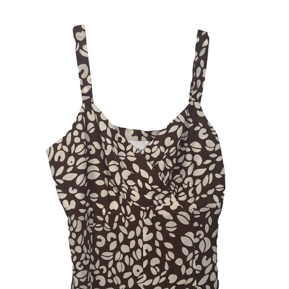 Chadwick Dress 14 P White Brown Floral Strap V Neck Top Sundress Ruffle - Picture 4 of 8